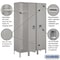 Salsbury Industries 1 Tier Metal Locker, 54"Wx78"Hx18"D, 3 Door, Gray, Unassembled 18-51368GY-U - alternate 4